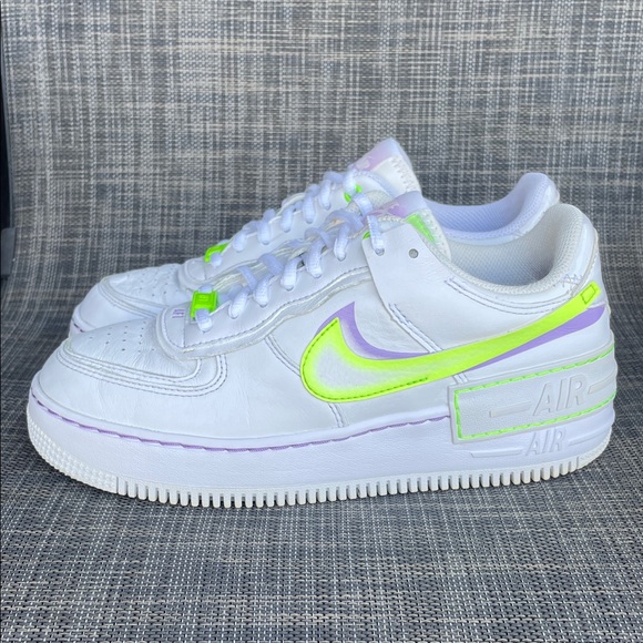 Nike Women's Air Force 1 Shadow 'White Electric Green' Sneakers Shoes size 8 - Picture 5 of 13